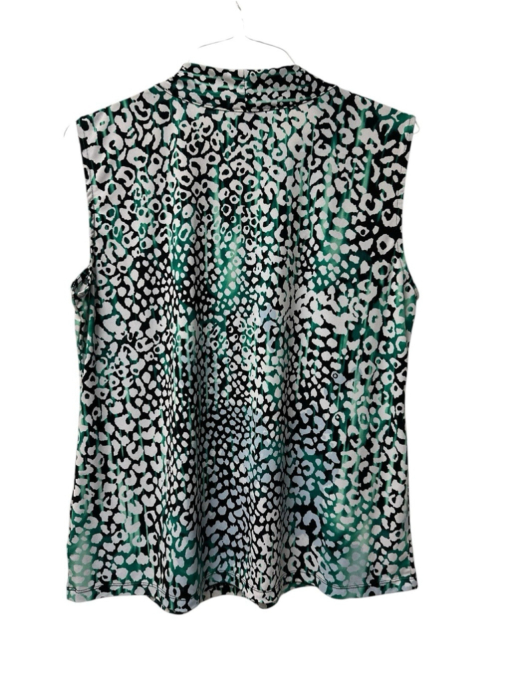 Dana Buchman Chic Sleeveless Career Blouse Womens XL Green & Black Animal Print - Picture 4 of 13